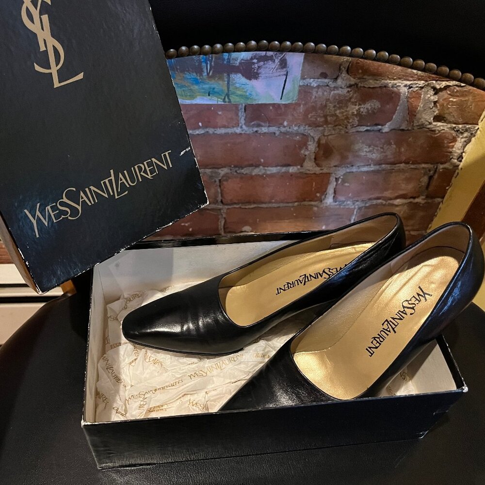Vintage Yves Saint Laurent Boris Black Stacked Heel